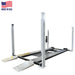 USA8000XLT Made in USA Triumph 4-post parking lift, studio angle with diamond-plate runways