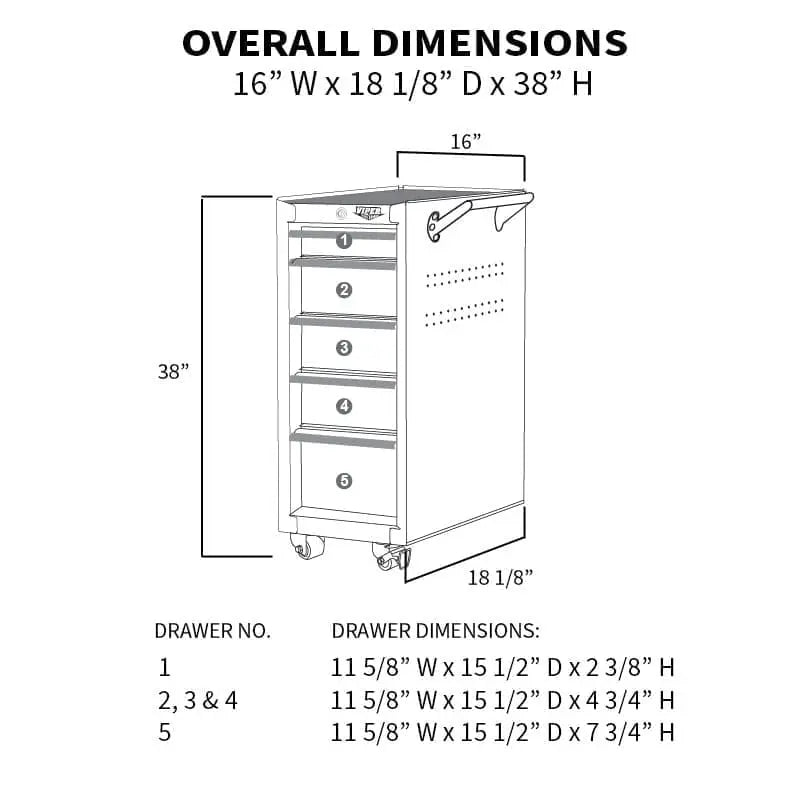 V1605 Salon Cart Dimensions