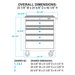 Viper Tool Storage V300541WHR Premium Series 30-Inch 5-Drawer 18G Steel Rolling Cabinet dimenesions