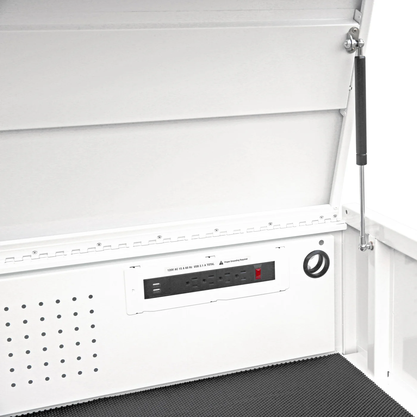 Viper Tools top chest power strip and lift support close-up