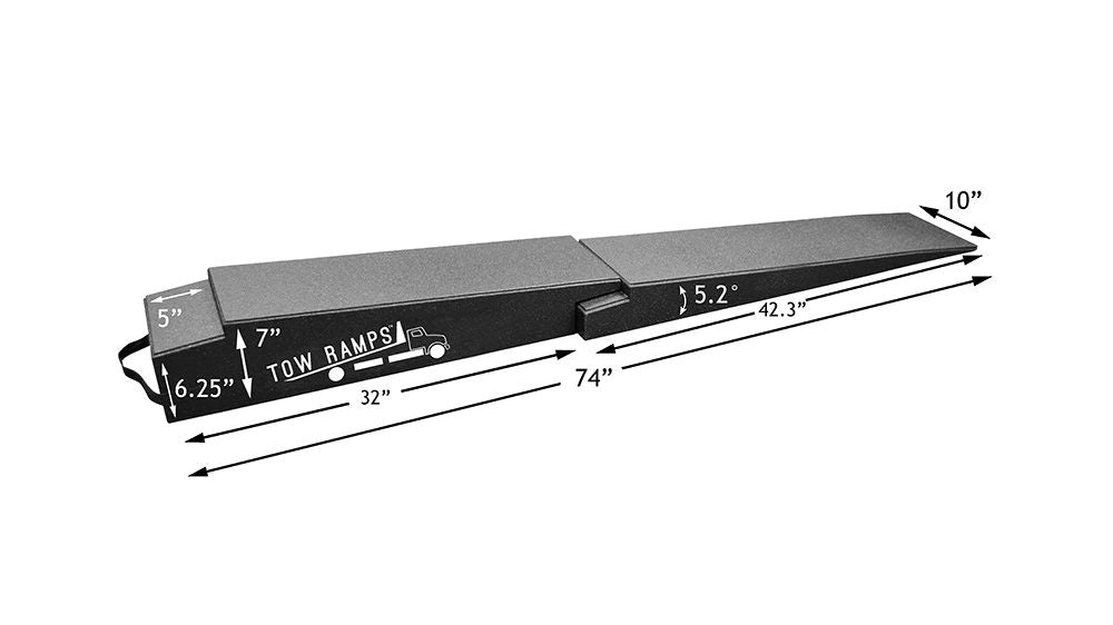 BT-TT-7-10-2 dimension drawing, 74 inches total in two sections, 10 inch width, 5.2 degree approach