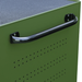 close up of green viper rolling cabinet side handle and perforated panel