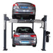 Daytona LFPP10 parking lift with two cars stacked, rear view
