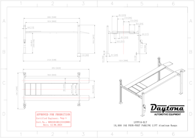 Daytona LFPP10-XLT engineer stamped dimensional blueprint