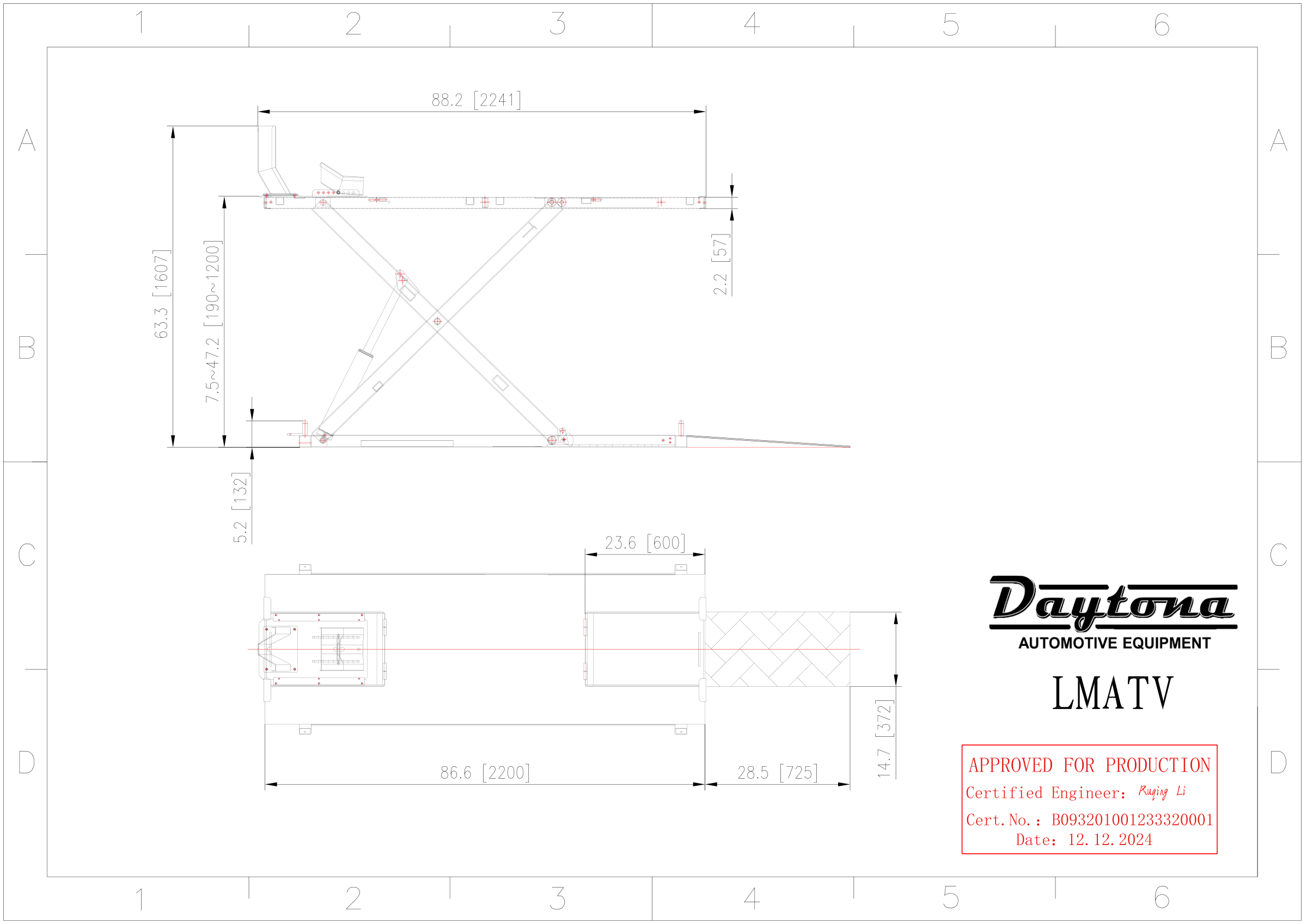 Daytona LMATV engineer stamped dimensional blueprint