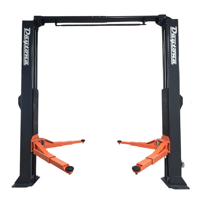 Daytona LTPA10 10,000 lb two post adjustable overhead lift, front view