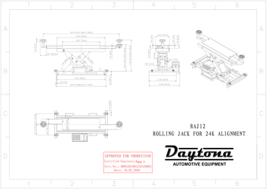 Daytona RAJ12 engineer stamped dimensional blueprint