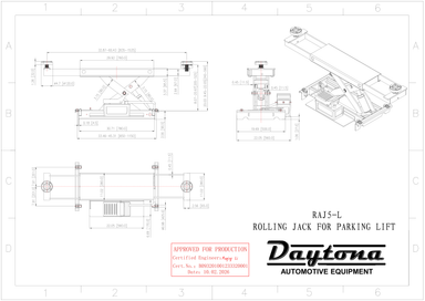 Daytona RAJ5 engineer stamped dimensional blueprint