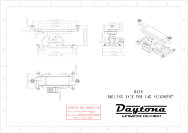 Daytona RAJ8 engineer stamped dimensional blueprint