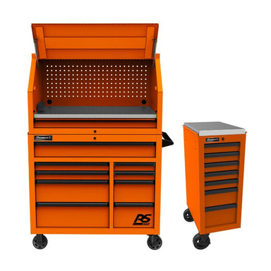 Homak 41" RS Pro Hutch Combo w/ Free Side Cabinet in Competition Orange