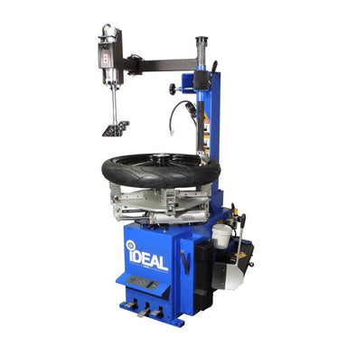 iDEAL TC-400M-B tire changer with motorcycle wheel clamped