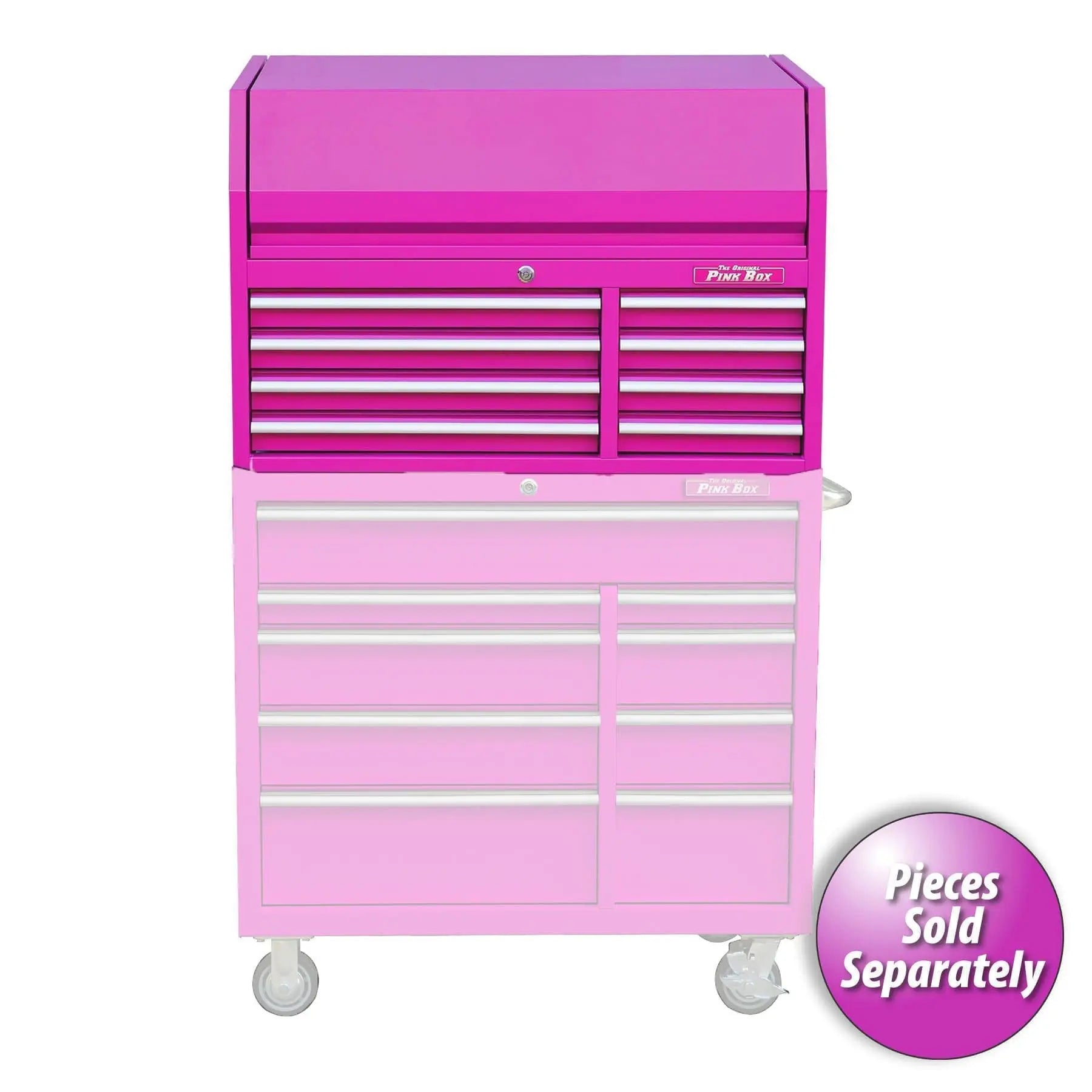 Pink 41 inch 8 drawer top chest on cabinet