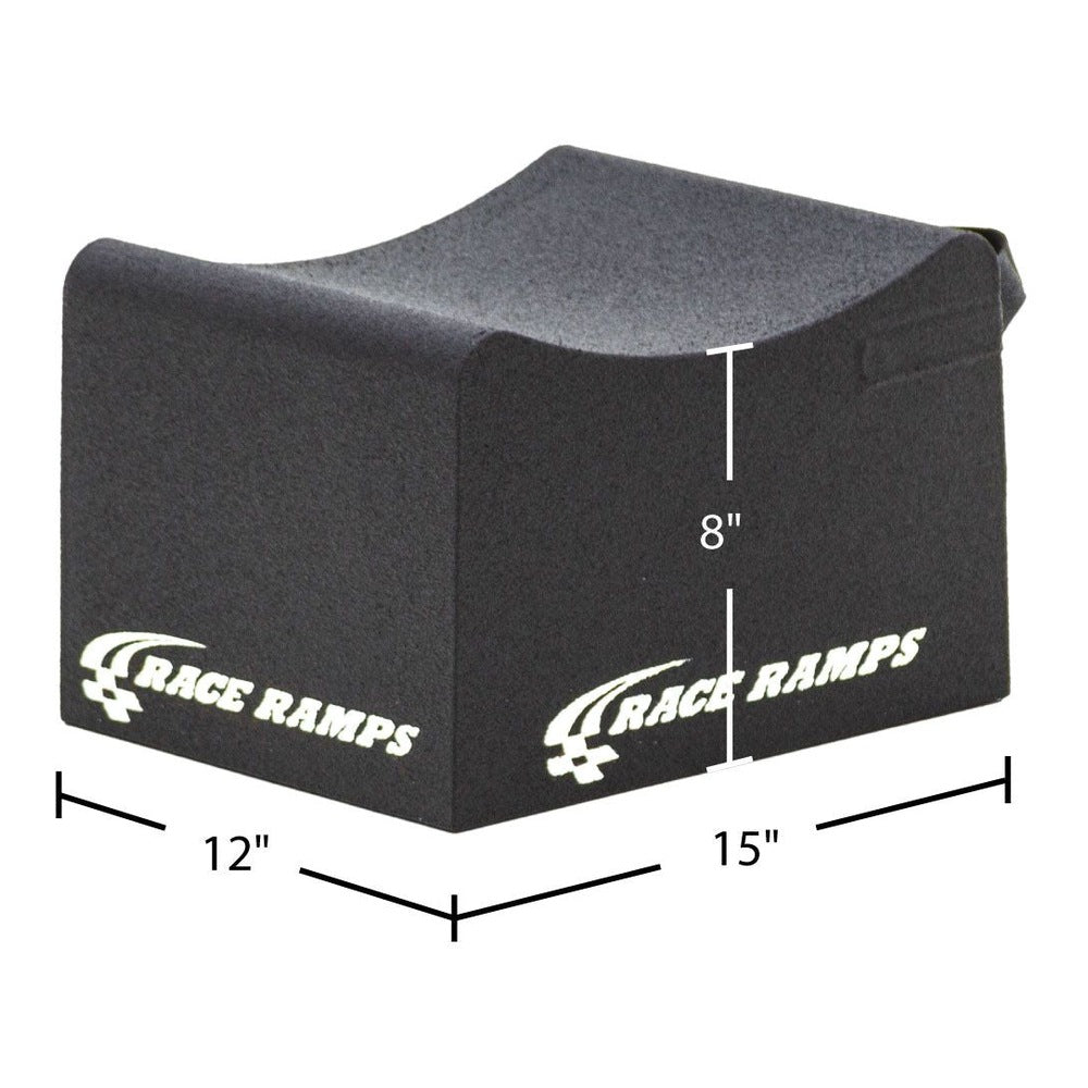 Race Ramps 8 inch wheel crib dimensions, 15 inches long by 12 inches wide by 8 inches high