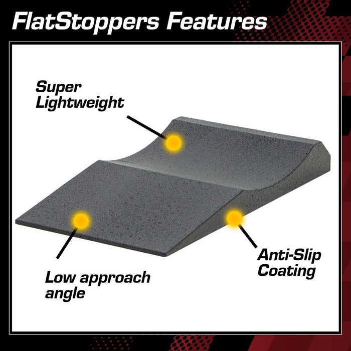 FlatStoppers features, lightweight, low approach angle, anti slip coating