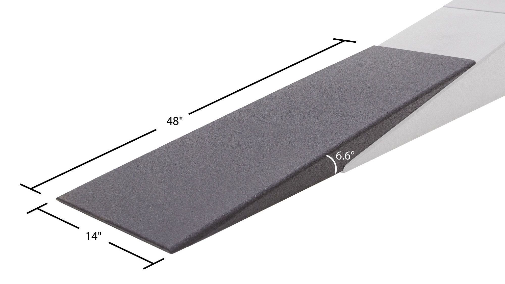 Race Ramps RR-EX-14 dimensions, 48 inches long by 14 inches wide with 6.6 degree approach