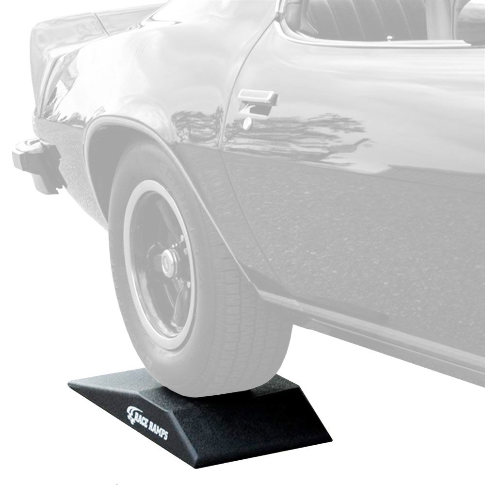 Race Ramps roll up positioned under a low clearance car front tire