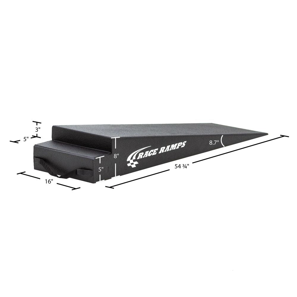 RR-TR-8 labeled render, 54.75 inch length, 16 inch width, 8 inch height, 8.7 degree approach