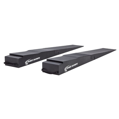 Race Ramps RR-TR-9-FLP pair of trailer ramps with flap cut out in black expanded foam