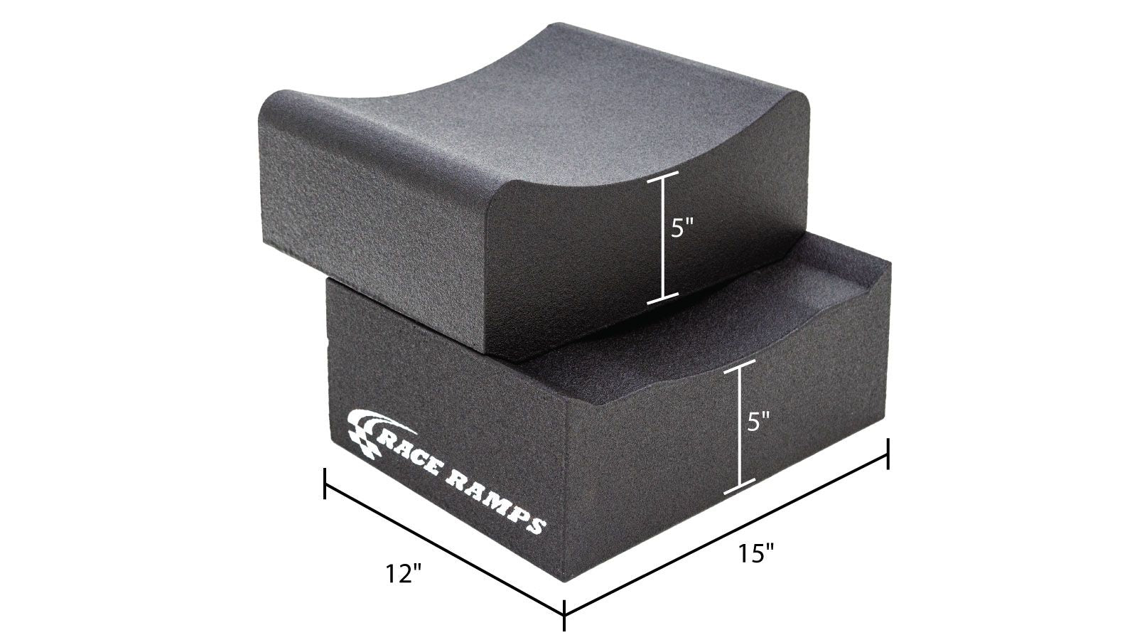Race Ramps RR-WC-10-2 dimension drawing, two interlocking 5 inch halves, 15 inches long by 12 inches wide