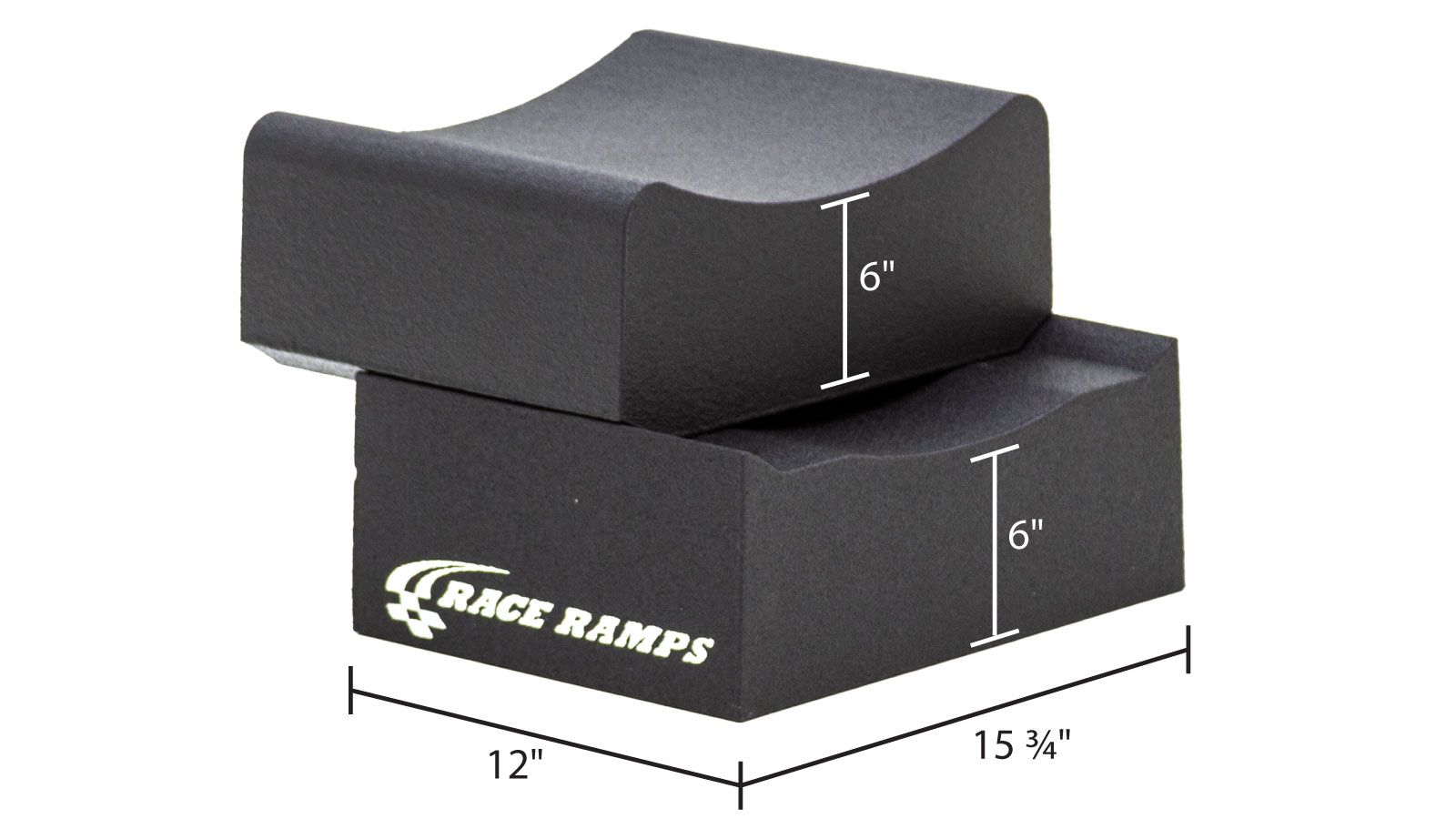 Race Ramps RR-WC-12-2 dimension drawing, two interlocking 6 inch halves, 15.75 inches long by 12 inches wide
