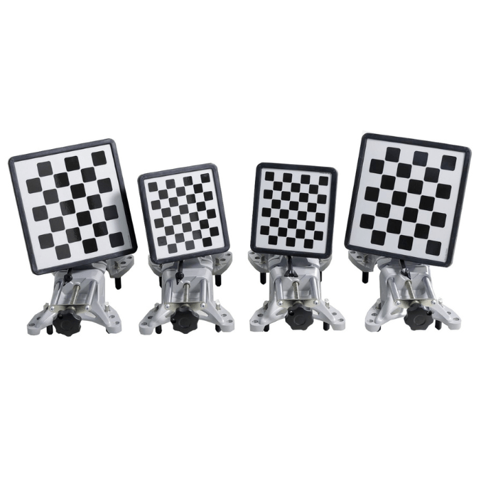 set of four lightweight imaging targets and clamps for truck alignment