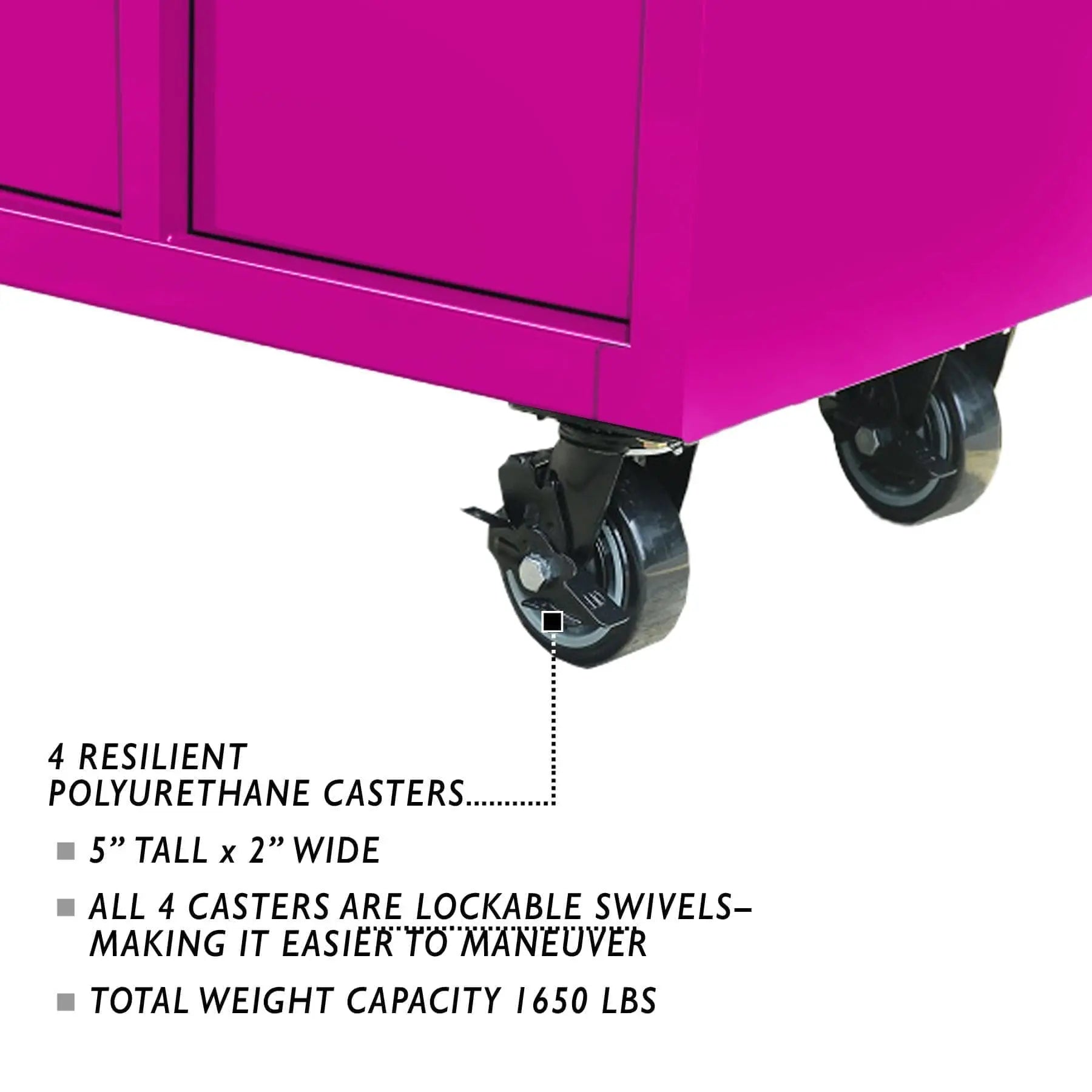 The Original Pink Box Workstation Locking Swivel Casters