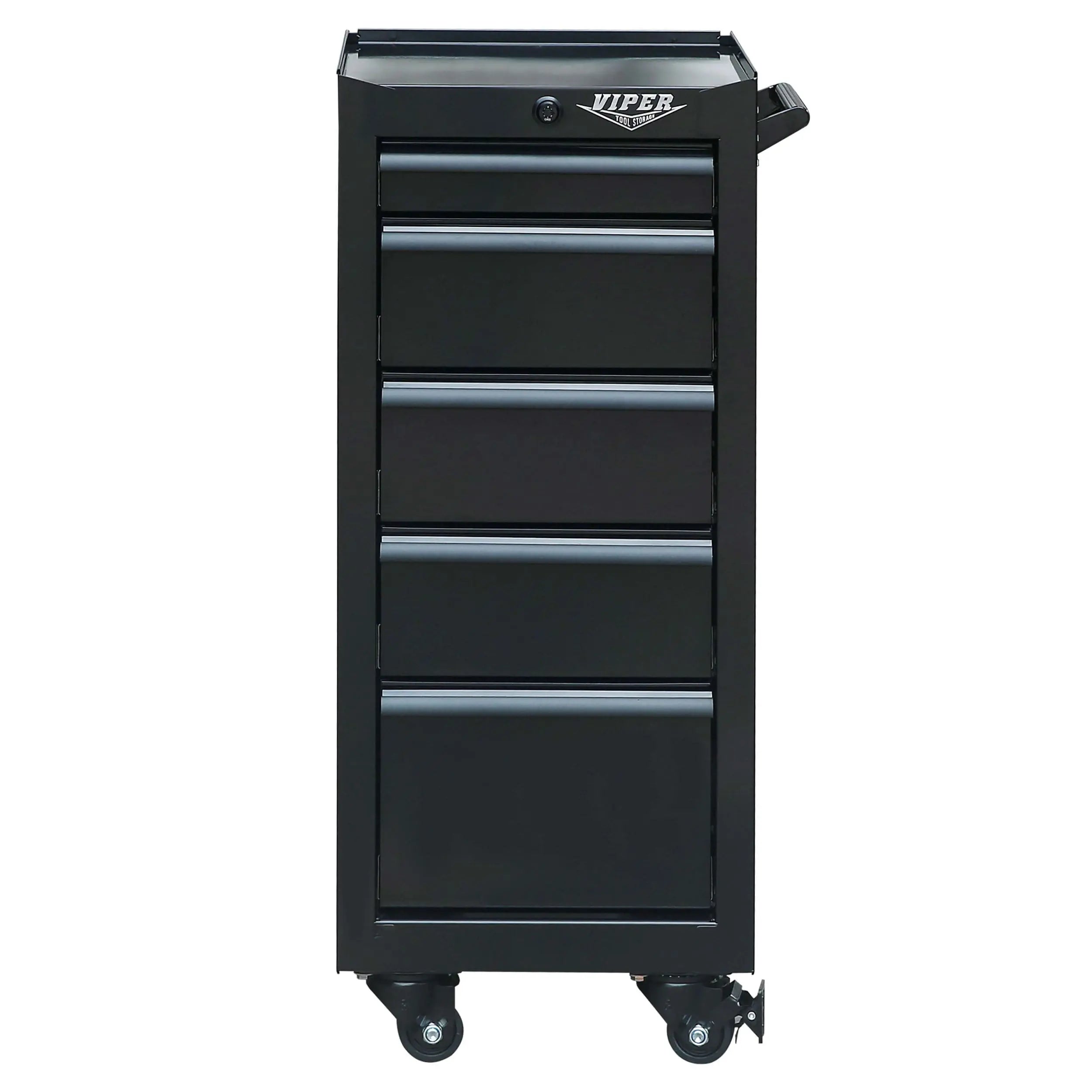 Viper black tool cart 5 drawer front