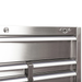 viper logo and lock detail on stainless steel tool cabinet