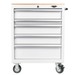 viper tools 30 inch 5 drawer rolling cabinet white front view