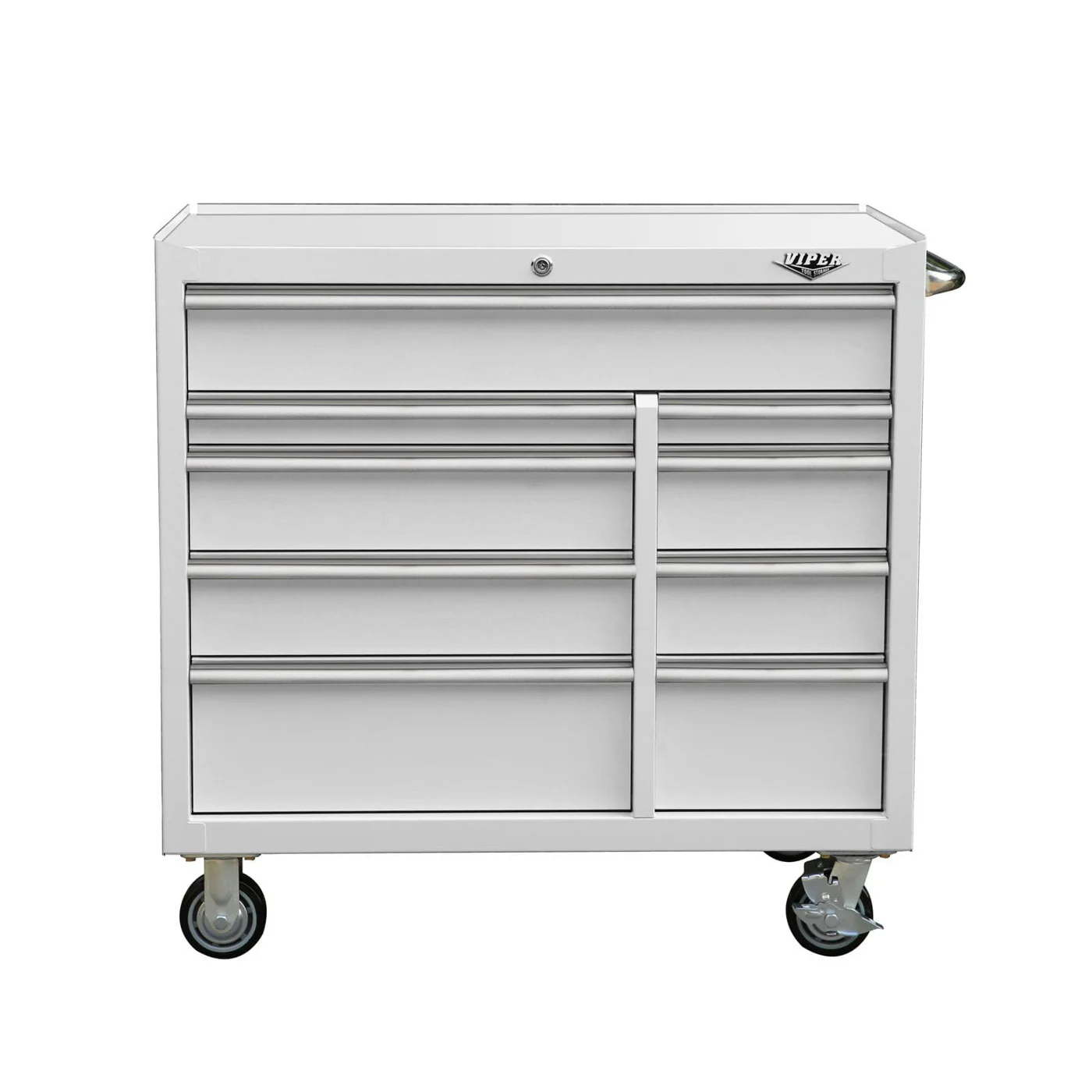 Viper white 9-drawer rolling tool cabinet front view