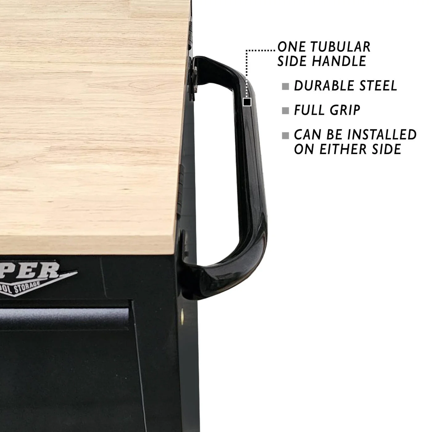 Viper Tools 60-Inch 7-Drawer Workstation side handle detail